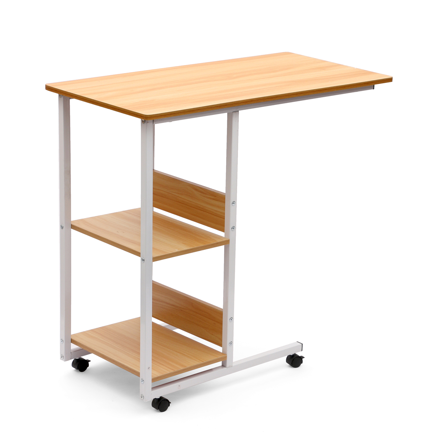 Movable Bedside Table Side Table Movable Laptop Stand Coffee Table Study Desk With Lockable Wheels For Bed Sofa Hospital Reading Eating With Magazine Rack Book Shelf Wooden Furniture Timesofmobile Com