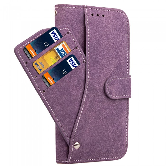 Cubix Flip Cover for Apple iPhone X & iPhone XS (5.8 Inch) Slide Out Pouch Leather Wallet Case Protective Back Cover (Purple)