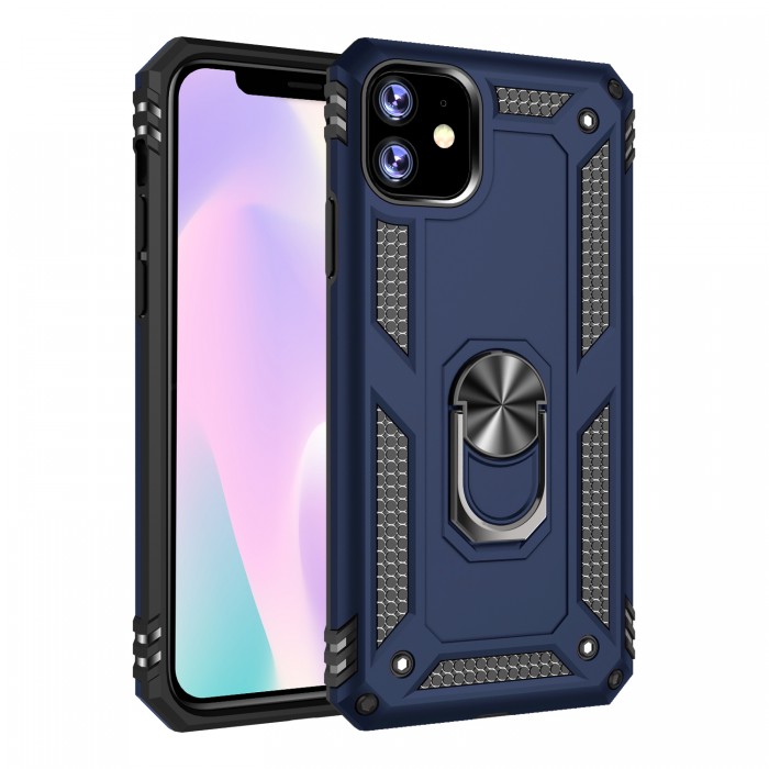 Cubix Apple iPhone 11 Case Robot Series Back Cover Scratch Free Slim Hybrid Defender Bumper shock proof Case Cover With Kick Stand (Blue)
