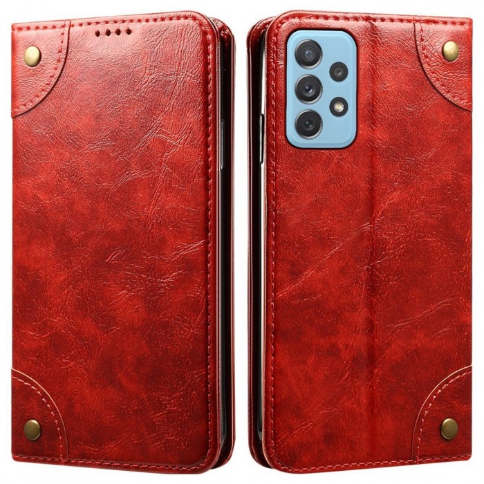 Cubix Flip Cover for Samsung Galaxy A72 Case Premium Luxury Leather Wallet Folio Case Magnetic Closure Flip Cover with Stand and Credit Card Slot (Red)