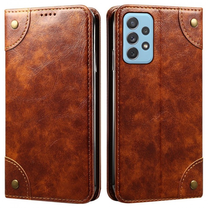 Cubix Flip Cover for Samsung Galaxy A72 Case Premium Luxury Leather Wallet Folio Case Magnetic Closure Flip Cover with Stand and Credit Card Slot (Brown)