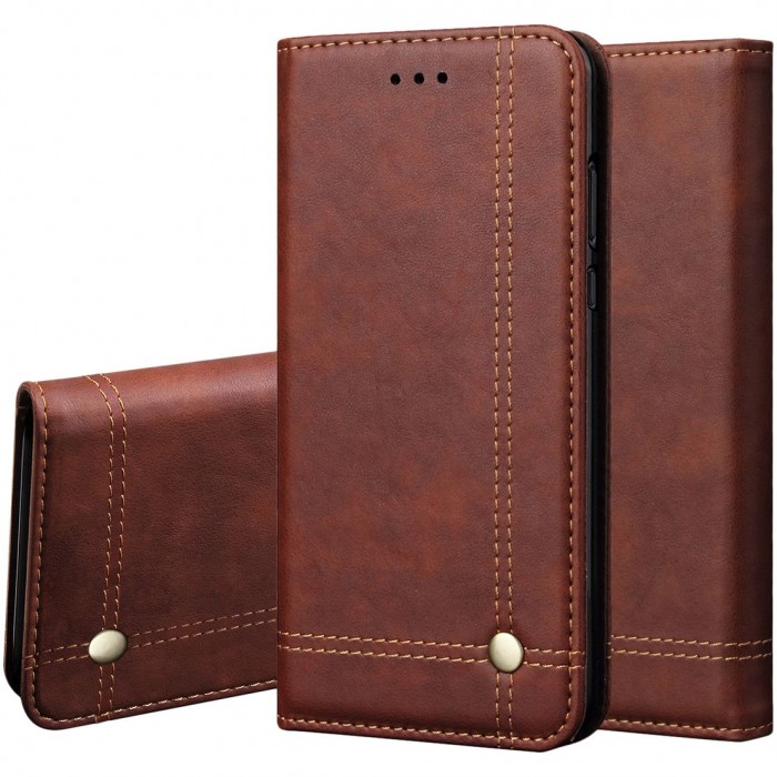 CUBIX Leather Case for Apple iPhone 11 Classic Leather Wallet Cases Slim Folio Book Cover with Credit Card Slots, Cash Pocket, Stand Holder, Magnet Closure (Brown)