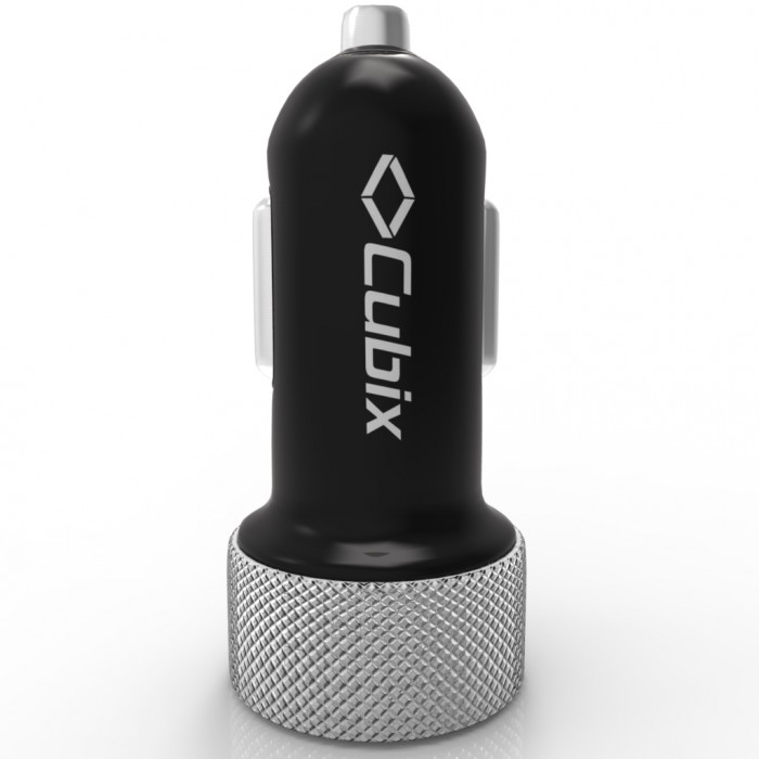 Cubix® Real 4.8A Patented Dual Usb Ultra high speed Car Charger with CE FCC ROHS Certificate and 12 month warranty (Can insert usb cable both side) Charges apple, samsung, lg, sony and all mobiles and tablets