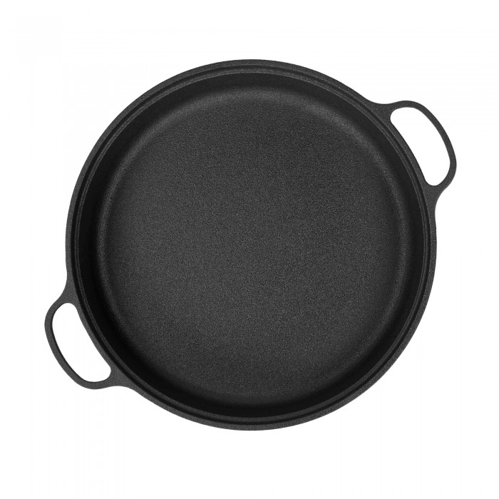 Dr. Domum Pre-Seasoned Cast Iron Skillet With Cover (36 CM) Frying Pan, Pre-Seasoned for Non-Stick Like Surface, Cookware Oven / Range / Broiler / Grill Safe, microwave safe Kitchen Deep Fryer