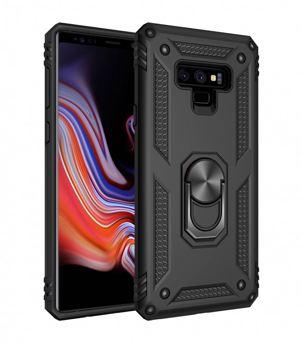 Cubix Samsung Galaxy Note 9 Case, Robot Series Back Cover Scratch Free Slim Hybrid Defender Bumper shock proof Case Cover With Kick Stand (Black)