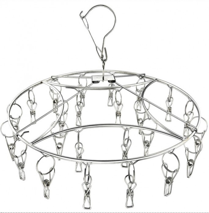 Dr. Domum Stainless Steel Clothes Rack Solid Stainless Steel Circular Double-Layer Multi-Clip Hanging Drying Rack Wind, One Of The 20-Round Clip