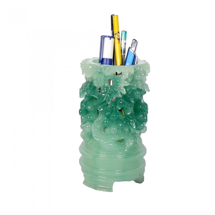 Cubix Green Translucent Stone Pencil Pen Holder , Toothbrush cup Holder Modern Design, Pencil Pen Holder for Desk Office Accessory, desk organizer Bathroom Organizer (Green)