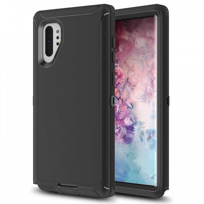Cubix DEFENDER SERIES Case for Samsung Galaxy Note 10 Plus / Note 10+ - BLACK 360 Degree Case Protects Front and Back
