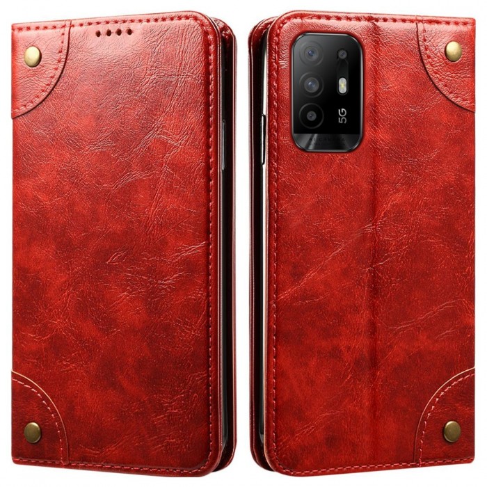 Cubix Flip Cover for Oppo F19 Pro Plus / Pro+ Case Premium Luxury Leather Wallet Folio Case Magnetic Closure Flip Cover with Stand and Credit Card Slot (Red)