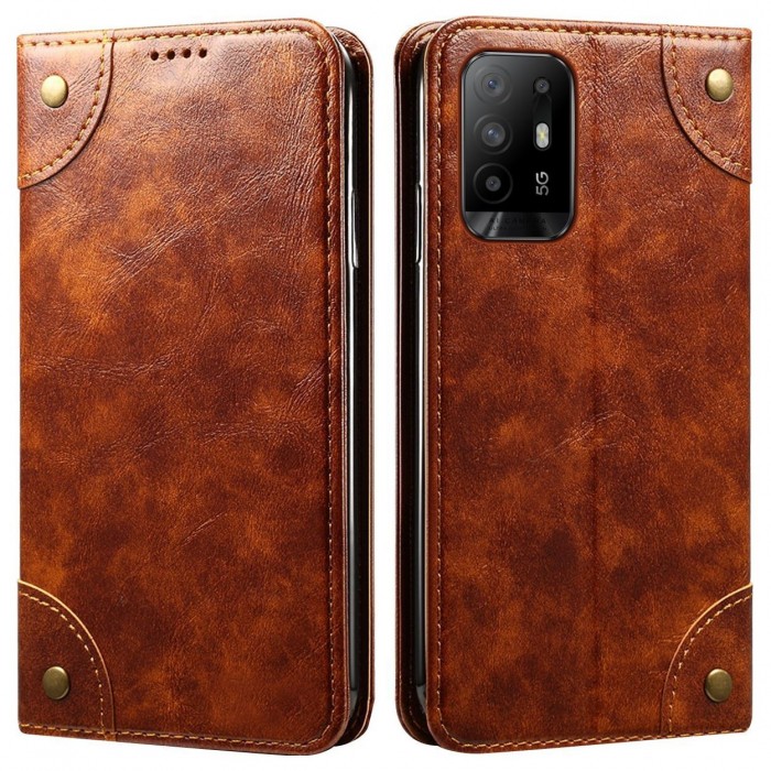 Cubix Flip Cover for Oppo F19 Pro Plus / Pro+ Case Premium Luxury Leather Wallet Folio Case Magnetic Closure Flip Cover with Stand and Credit Card Slot (Brown)