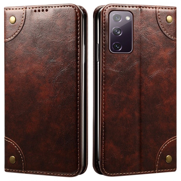 Cubix Flip Cover for Samsung Galaxy S20 FE / S20 FE 5G Case Premium Luxury Leather Wallet Folio Case Magnetic Closure Flip Cover with Stand and Credit Card Slot (Coffee)