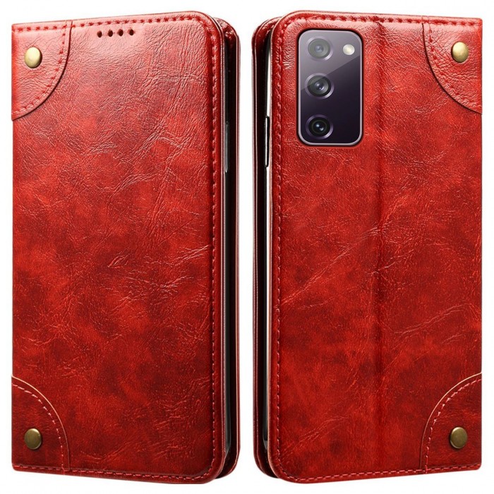 Cubix Flip Cover for Samsung Galaxy S20 FE / S20 FE 5G Case Premium Luxury Leather Wallet Folio Case Magnetic Closure Flip Cover with Stand and Credit Card Slot (Red)