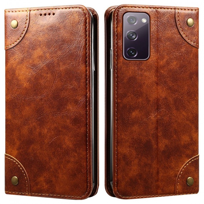 Cubix Flip Cover for Samsung Galaxy S20 FE / S20 FE 5G Case Premium Luxury Leather Wallet Folio Case Magnetic Closure Flip Cover with Stand and Credit Card Slot (Brown)