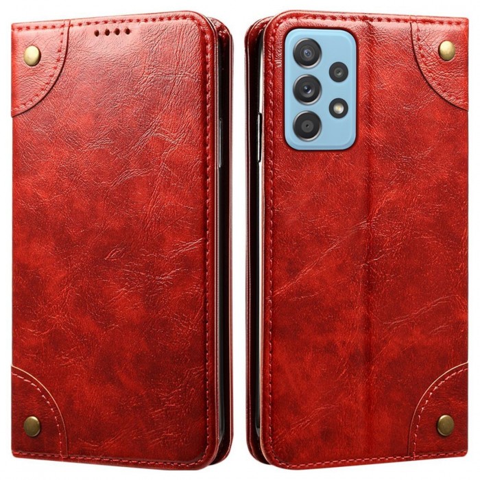 Cubix Flip Cover for Samsung Galaxy A52 / Galaxy A52s 5G Case Premium Luxury Leather Wallet Folio Case Magnetic Closure Flip Cover with Stand and Credit Card Slot (Red)