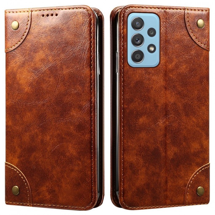 Cubix Flip Cover for Samsung Galaxy A52 / Galaxy A52s 5G Case Premium Luxury Leather Wallet Folio Case Magnetic Closure Flip Cover with Stand and Credit Card Slot (Brown)