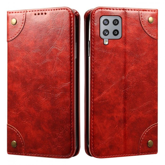 Cubix Flip Cover for Samsung Galaxy M42 5G Case Premium Luxury Leather Wallet Folio Case Magnetic Closure Flip Cover with Stand and Credit Card Slot (Red)
