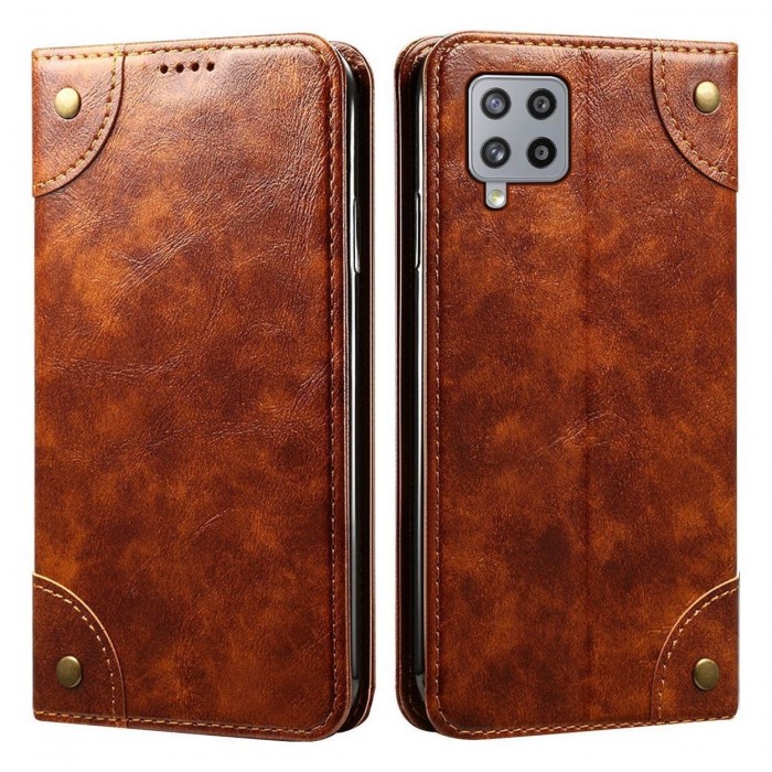 Cubix Flip Cover for Samsung Galaxy M42 5G Case Premium Luxury Leather Wallet Folio Case Magnetic Closure Flip Cover with Stand and Credit Card Slot (Brown)