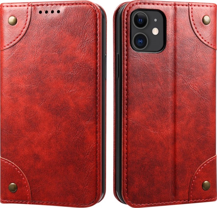 Cubix Flip Cover for Apple iPhone 11 Case Premium Luxury Leather Wallet Folio Case Magnetic Closure Flip Cover with Stand and Credit Card Slot (Red)