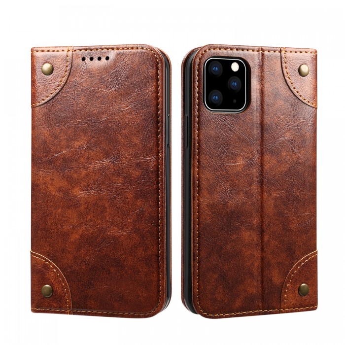 Cubix Flip Cover for Apple iPhone 11 Pro Case Premium Luxury Leather Wallet Folio Case Magnetic Closure Flip Cover with Stand and Credit Card Slot (Brown)