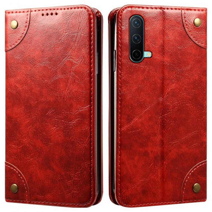 Cubix Flip Cover for OnePlus Nord CE 5G Case Premium Luxury Leather Wallet Folio Case Magnetic Closure Flip Cover with Stand and Credit Card Slot (Red)