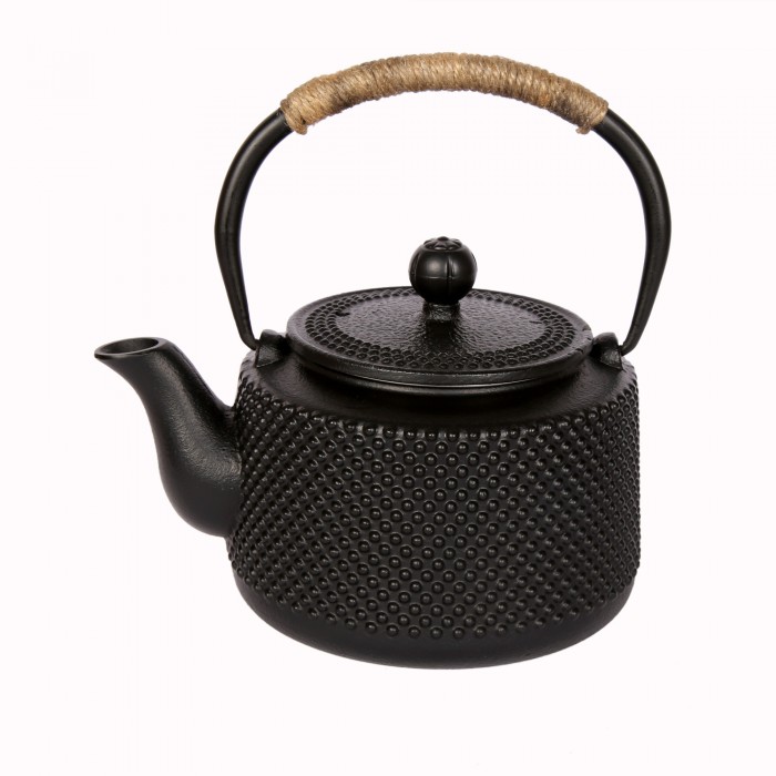 Dr. Domum Japanese Cast Iron Teapot Kettle with Stainless Steel Infuser / Straine 27 Ounce ( 800 ml ) Black