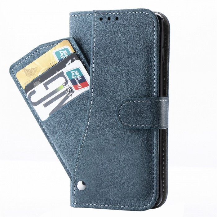 CUBIX Flip Cover for Apple iPhone 11 Slide Out Wallet Pouch Leather Case All In-One Wallet Case with Credit Card ID Holder Money Pocket Heavy Duty Protective Cover (BLUE)