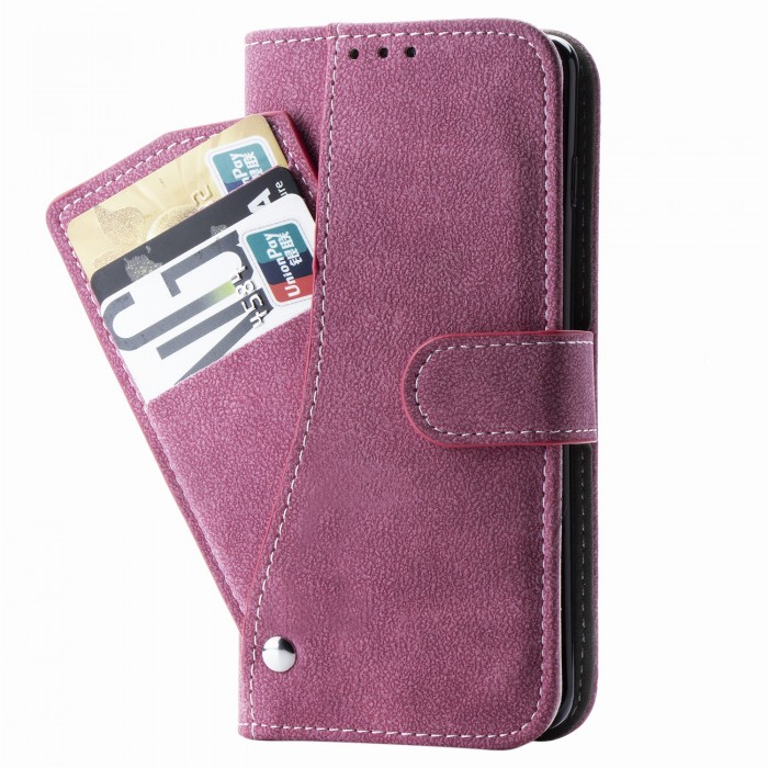CUBIX Flip Cover for Apple iPhone 11 Slide Out Wallet Pouch Leather Case All In-One Wallet Case with Credit Card ID Holder Money Pocket Heavy Duty Protective Cover (PINK)