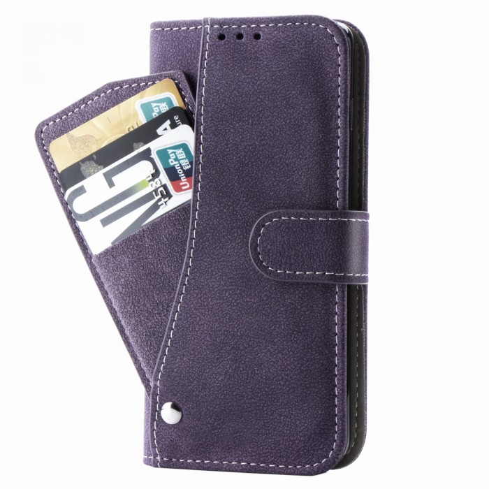 CUBIX Flip Cover for Apple iPhone 11 Slide Out Wallet Pouch Leather Case All In-One Wallet Case with Credit Card ID Holder Money Pocket Heavy Duty Protective Cover (PURPLE)
