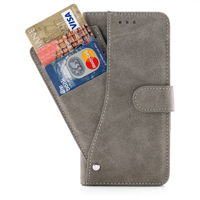 Cubix Flip Cover for Apple iPhone 7 Plus Apple iPhone 8 Plus Slide Out Pouch Leather Wallet Case Protective Back Cover (Khaki)