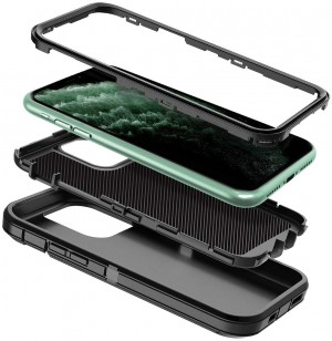 Cubix DEFENDER SERIES Case for Apple iPhone 11 Pro Max - BLACK 360 Degree Case Protects Front and Back