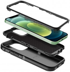 Cubix DEFENDER SERIES Case for Apple iPhone 12 mini (5.4 Inch) - BLACK 360 Degree Case Protects Front and Back