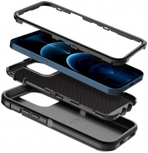 Cubix DEFENDER SERIES Case for Apple iPhone 12 Pro Max (6.7 Inch) - BLACK 360 Degree Case Protects Front and Back