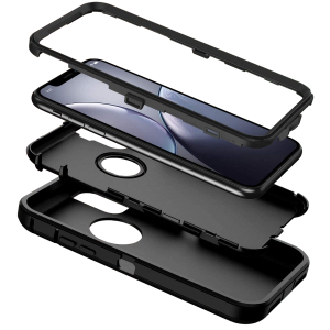 Cubix DEFENDER SERIES Case for Apple iPhone XR (6.1 Inch) - BLACK 360 Degree Case Protects Front and Back