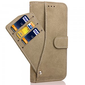 CUBIX Flip Cover for Apple iPhone X Slide Out Wallet Pouch Leather Case All In-One Wallet Case with Credit Card ID Holder Money Pocket Heavy Duty Protective Cover (KHAKI)