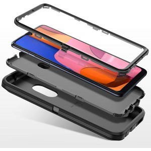 Cubix DEFENDER SERIES Case for Samsung Galaxy A30 / Galaxy A20 - BLACK 360 Degree Case Protects Front and Back