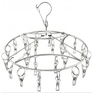 Dr. Domum Stainless Steel Clothes Rack Solid Stainless Steel Circular Double-Layer Multi-Clip Hanging Drying Rack Wind, One Of The 20-Round Clip
