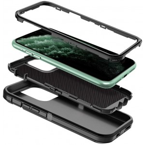 Cubix DEFENDER SERIES Case for Apple iPhone 11 Pro Max - BLACK 360 Degree Case Protects Front and Back