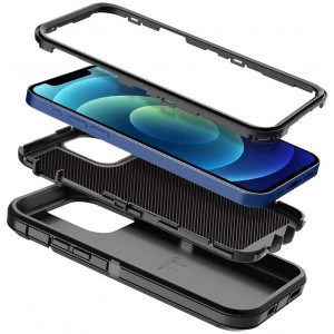 Cubix DEFENDER SERIES Case for Apple iPhone 12 Pro / iPhone 12 (6.1 Inch) - BLACK 360 Degree Case Protects Front and Back