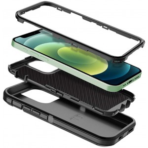 Cubix DEFENDER SERIES Case for Apple iPhone 12 mini (5.4 Inch) - BLACK 360 Degree Case Protects Front and Back