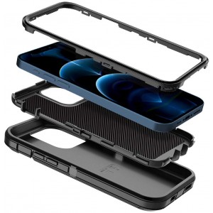 Cubix DEFENDER SERIES Case for Apple iPhone 12 Pro Max (6.7 Inch) - BLACK 360 Degree Case Protects Front and Back