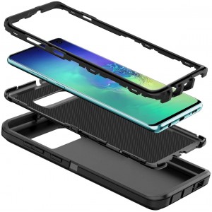 Cubix DEFENDER SERIES Case for Samsung Galaxy S10 - BLACK 360 Degree Case Protects Front and Back