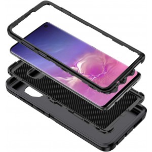 Cubix DEFENDER SERIES Case for Samsung Galaxy S10 Plus - BLACK 360 Degree Case Protects Front and Back