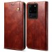 Cubix Flip Cover for Samsung Galaxy S20 Ultra, Handmade Leather Wallet Case with Kickstand Card Slots Magnetic Closure for Samsung Galaxy S20 Ultra (Brown)