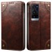 Cubix Flip Cover for vivo X60 Pro Plus / Pro+ Case Premium Luxury Leather Wallet Folio Case Magnetic Closure Flip Cover with Stand and Credit Card Slot (Coffee)