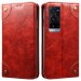 Cubix Flip Cover for vivo X60 Pro Plus / Pro+ Case Premium Luxury Leather Wallet Folio Case Magnetic Closure Flip Cover with Stand and Credit Card Slot (Red)