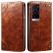 Cubix Flip Cover for vivo X60 Pro Plus / Pro+ Case Premium Luxury Leather Wallet Folio Case Magnetic Closure Flip Cover with Stand and Credit Card Slot (Brown)
