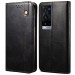 Cubix Flip Cover for vivo X60 Pro Plus / Pro+, Handmade Leather Wallet Case with Kickstand Card Slots Magnetic Closure for vivo X60 Pro Plus / Pro+ (Black)