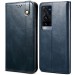 Cubix Flip Cover for vivo X60 Pro Plus / Pro+, Handmade Leather Wallet Case with Kickstand Card Slots Magnetic Closure for vivo X60 Pro Plus / Pro+ (Navy Blue)