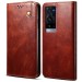 Cubix Flip Cover for vivo X60 Pro Plus / Pro+, Handmade Leather Wallet Case with Kickstand Card Slots Magnetic Closure for vivo X60 Pro Plus / Pro+ (Brown)